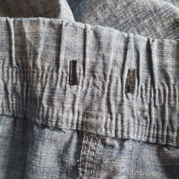 Soft Blue Linen Look Skirt w Pockets Stretchy Waistband - Picture 8 of 10